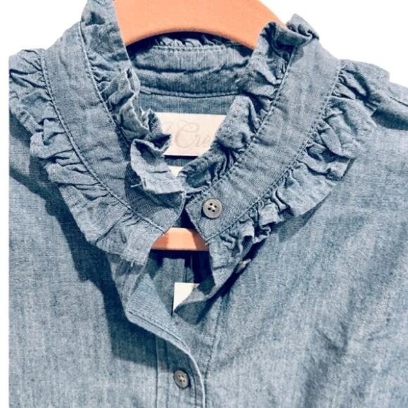 J.Crew classic-fit ruffleneck chambray button up shirt Size XS NWT - Picture 6 of 12